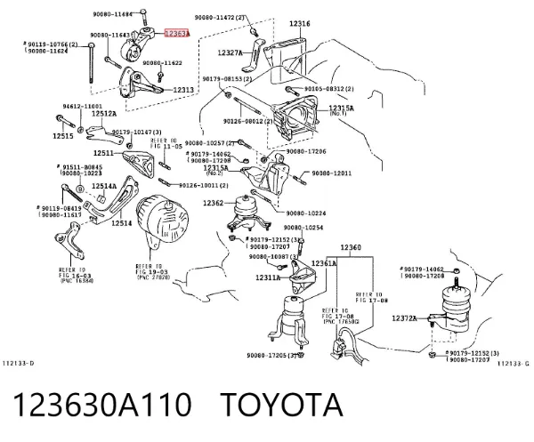 Coxim (suporte) direito superior de motor 123630A110 Toyota