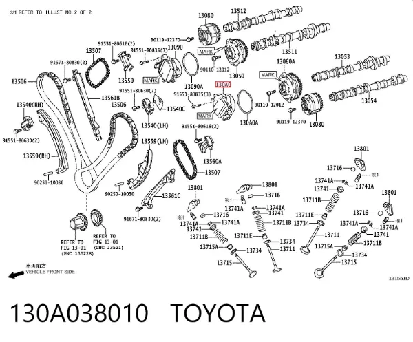 Regulador das fases de distribuição de gás 130A038010 Toyota