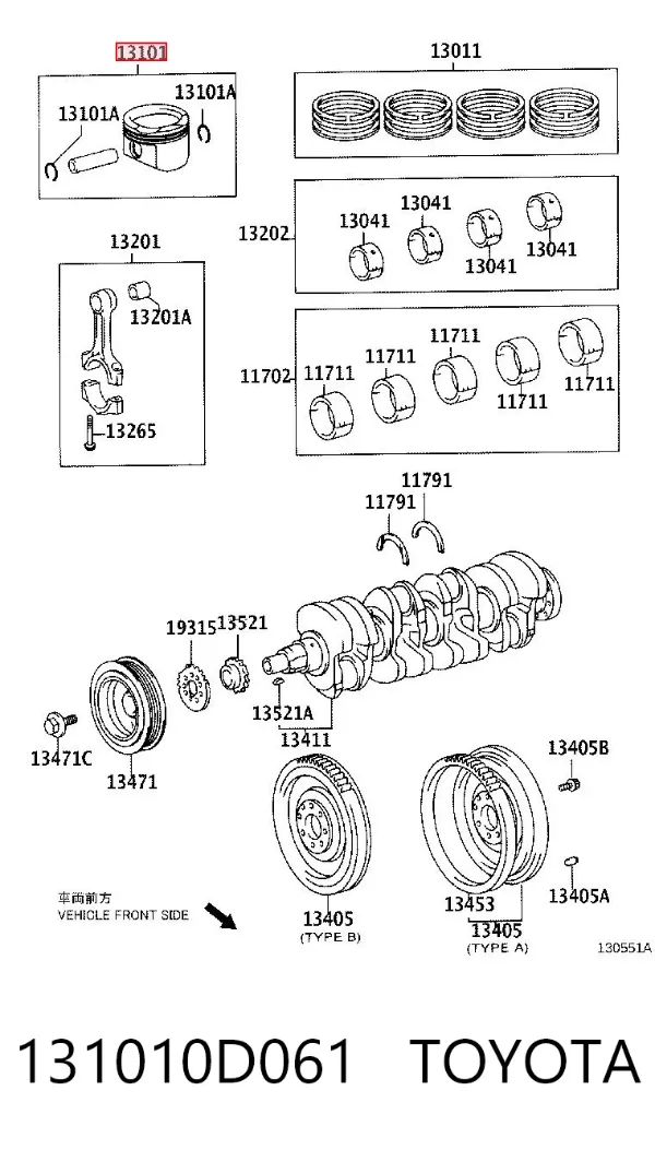 Pistão (kit para um motor), STD 131010D061 Toyota
