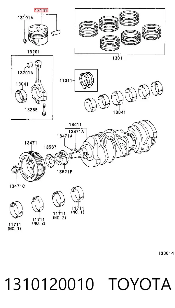 Pistão com passador sem anéis, STD 1310120010 Toyota