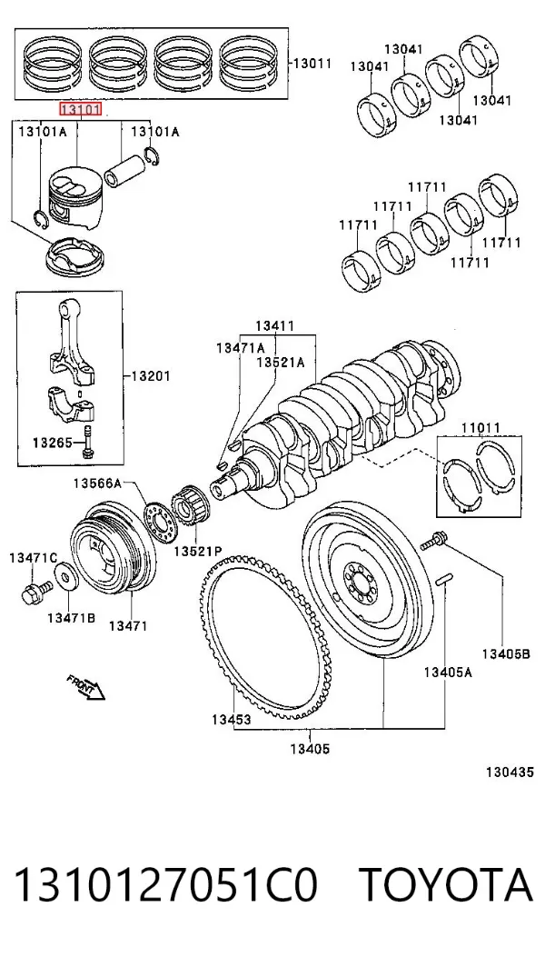Pistão com passador sem anéis, STD 1310127051C0 Toyota