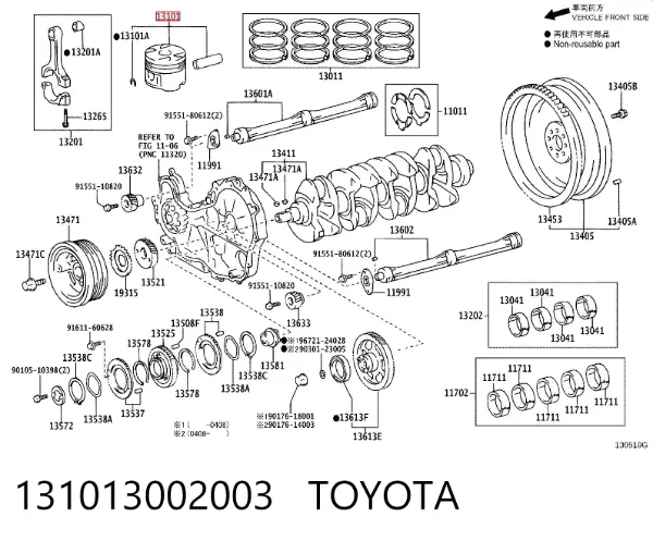 Pistão com passador sem anéis, STD 131013002003 Toyota