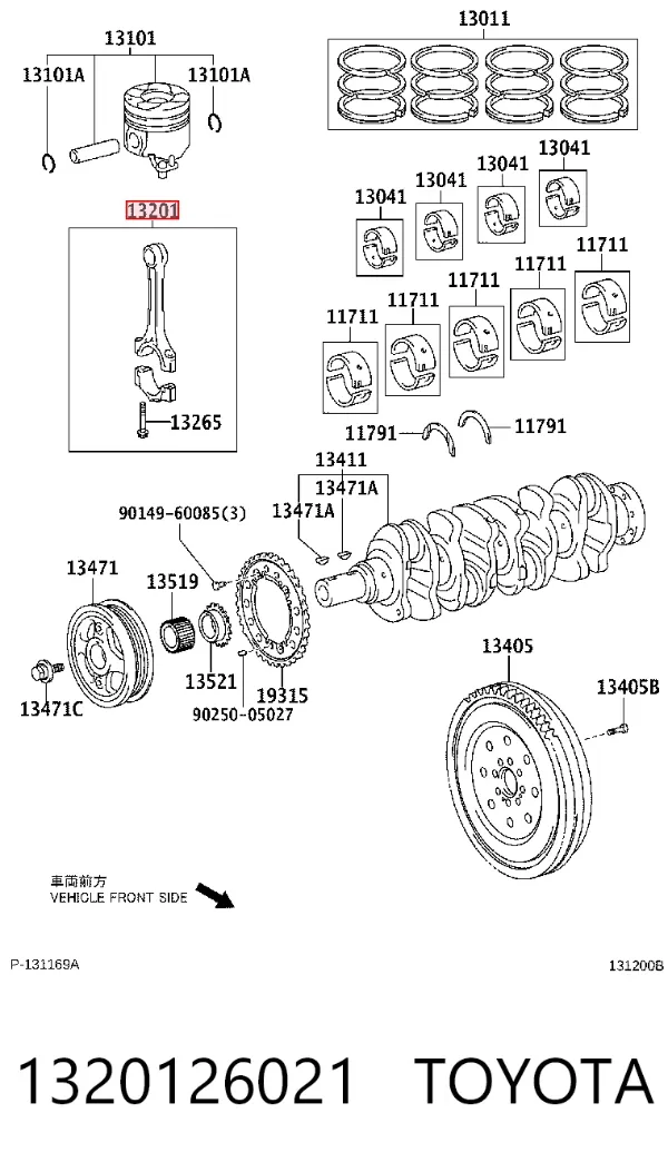 Biela de pistão de motor 1320126021 Toyota