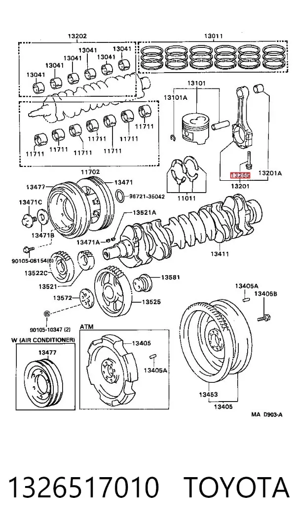 Parafuso de biela 1326517010 Toyota