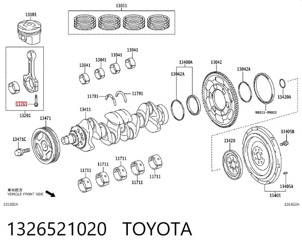 Parafuso de biela 1326521020 Toyota