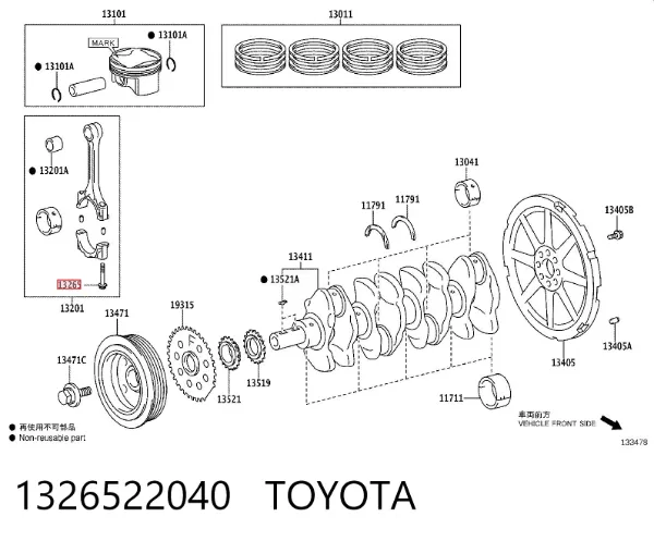 Parafuso de biela 1326522040 Toyota