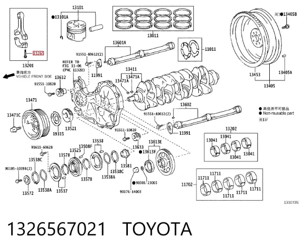 Parafuso de biela 1326567021 Toyota