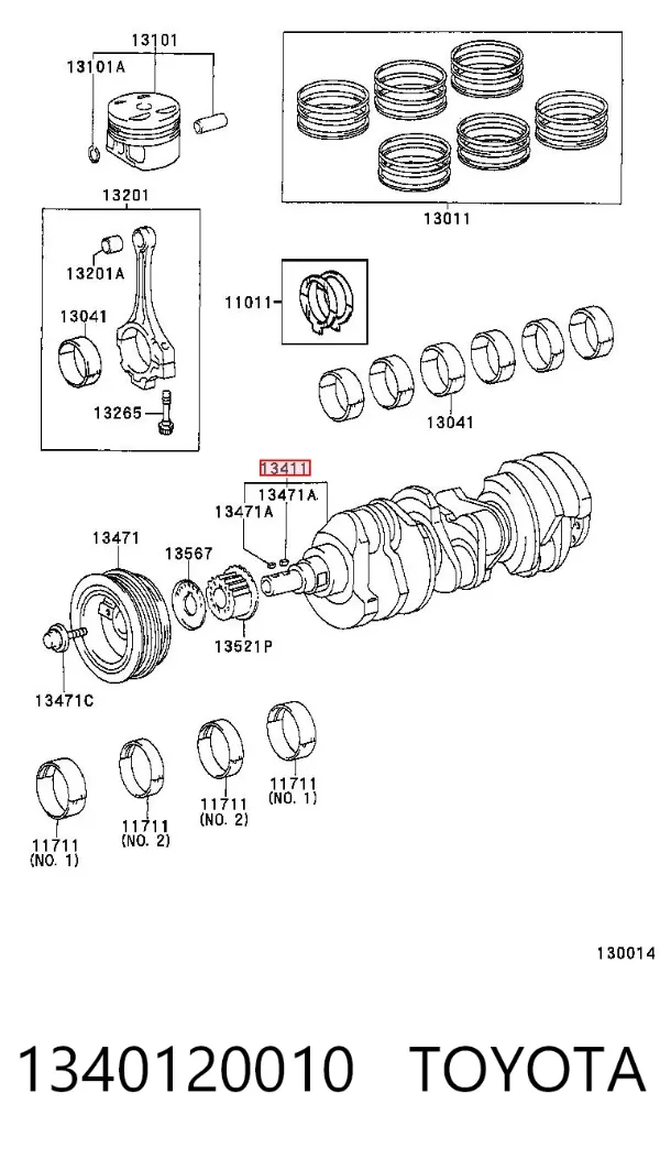 Cambota de motor 1340120010 Toyota