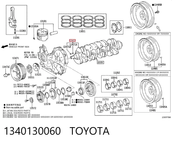 Cambota de motor 1340130060 Toyota