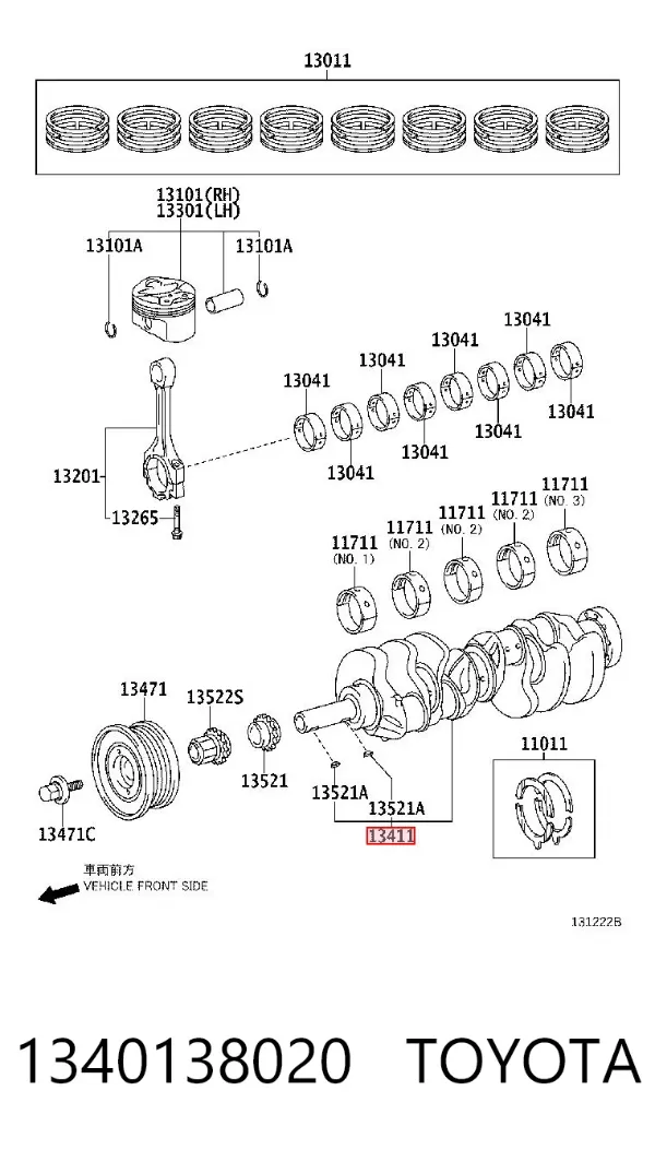 Cambota de motor 1340138020 Toyota