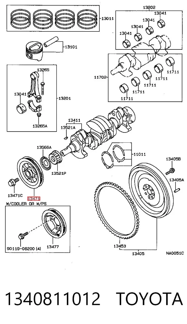 Polia de cambota 1340811012 Toyota