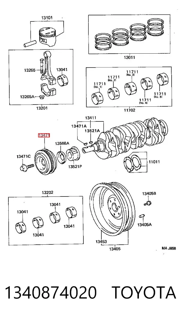 Polia de cambota 1340874020 Toyota