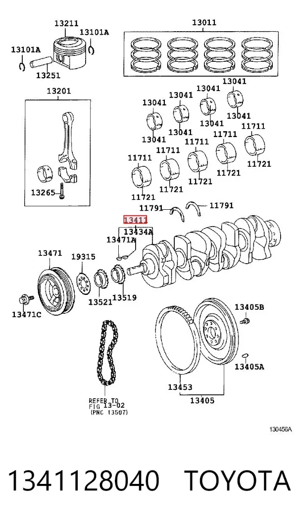 Cambota de motor 1341128040 Toyota