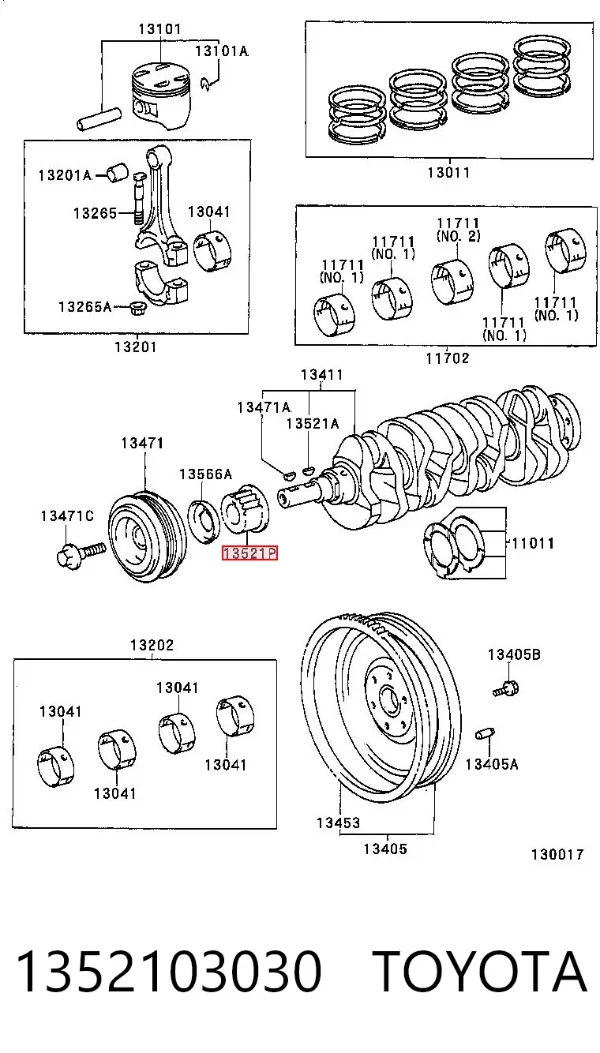 Engrenagem de cadeia da roda dentada de acionamento de cambota de motor 1352103030 Toyota
