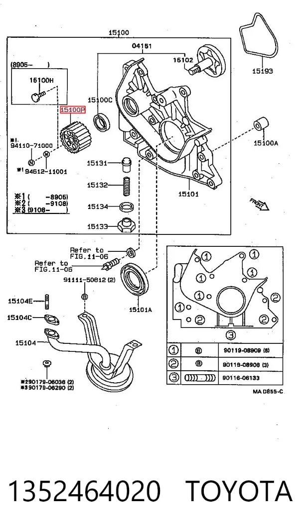 Roda dentada de bomba de óleo 1352464020 Toyota