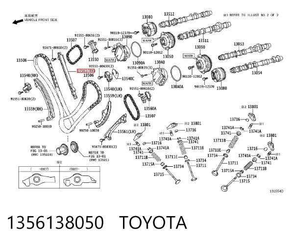 Amortecedor de cadeia do mecanismo de distribuição de gás, esquerdo 1356138050 Toyota