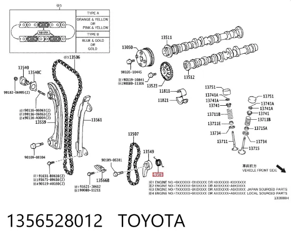 Mola do rolo de reguladora de tensão da correia do mecanismo de distribuição de gás 1356528012 Toyota