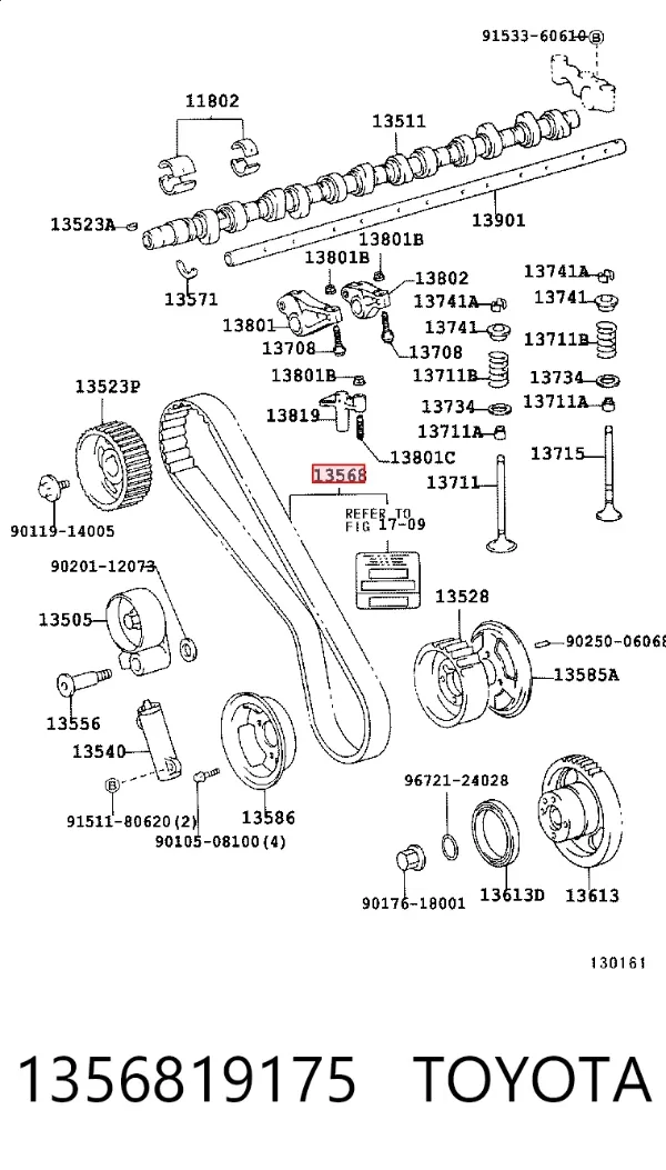 Correia do mecanismo de distribuição de gás 1356819175 Toyota