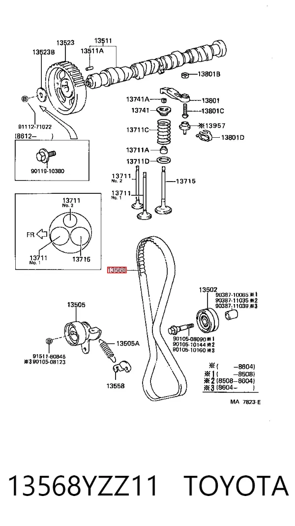 Correia do mecanismo de distribuição de gás 13568YZZ11 Toyota