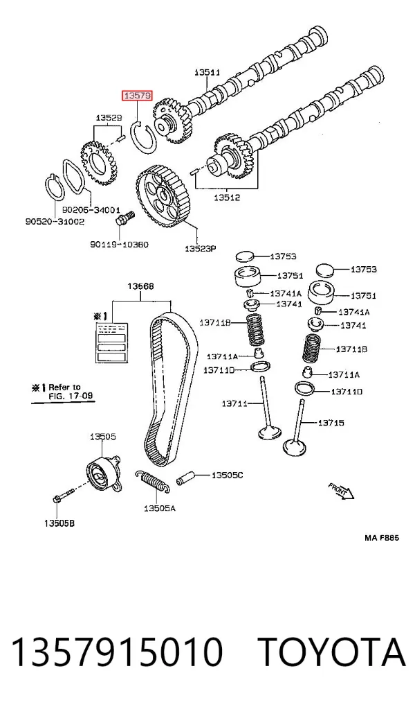Anel de travagem de engrenagem da árvore distribuidora 1357915010 Toyota