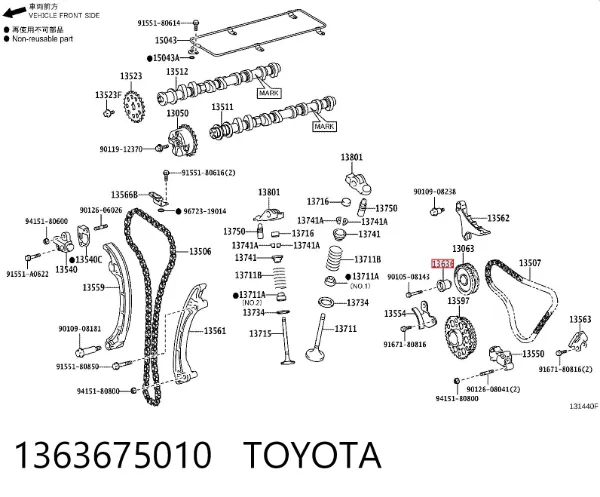 Bucha de engrenagem da árvore distribuidora 1363675010 Toyota