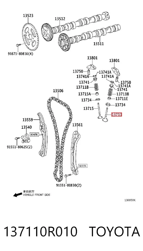 Válvula de admissão 137110R010 Toyota