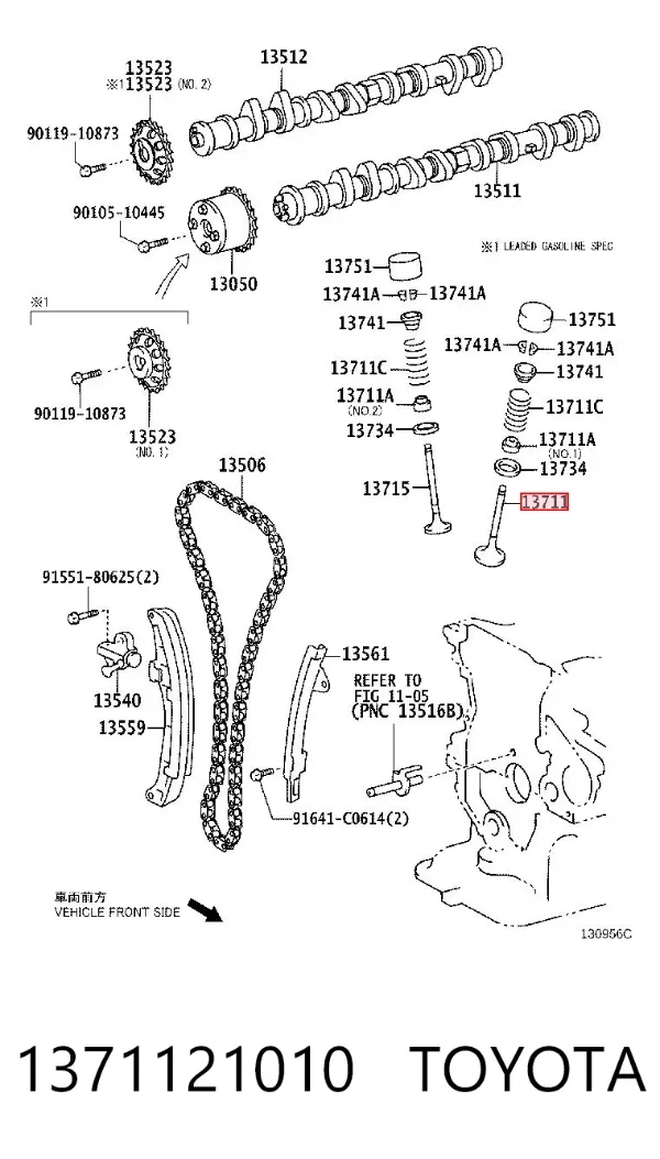 Válvula de admissão 1371121010 Toyota