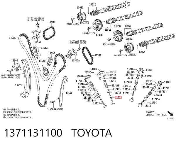 Válvula de admissão 1371131100 Toyota