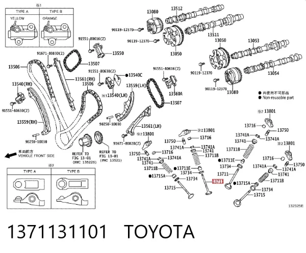 Válvula de admissão 1371131101 Toyota