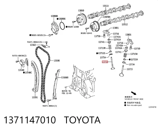 Válvula de admissão 1371147010 Toyota