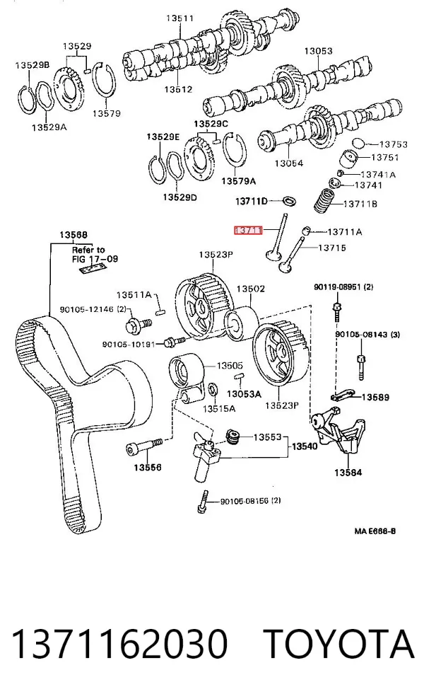 Válvula de admissão 1371162030 Toyota