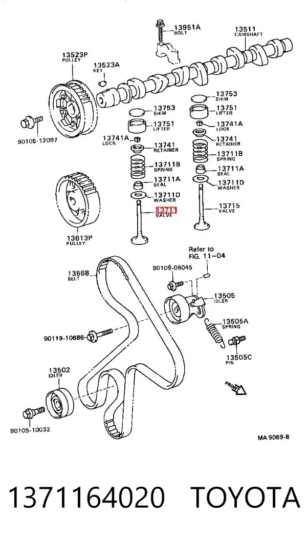 Válvula de admissão 1371164020 Toyota