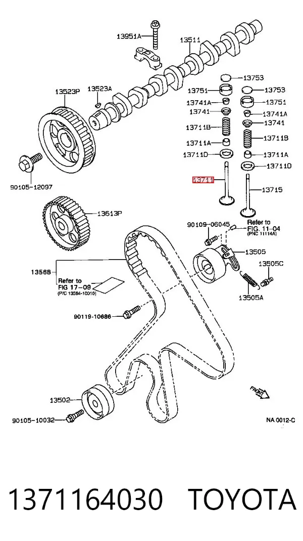 Válvula de admissão 1371164030 Toyota