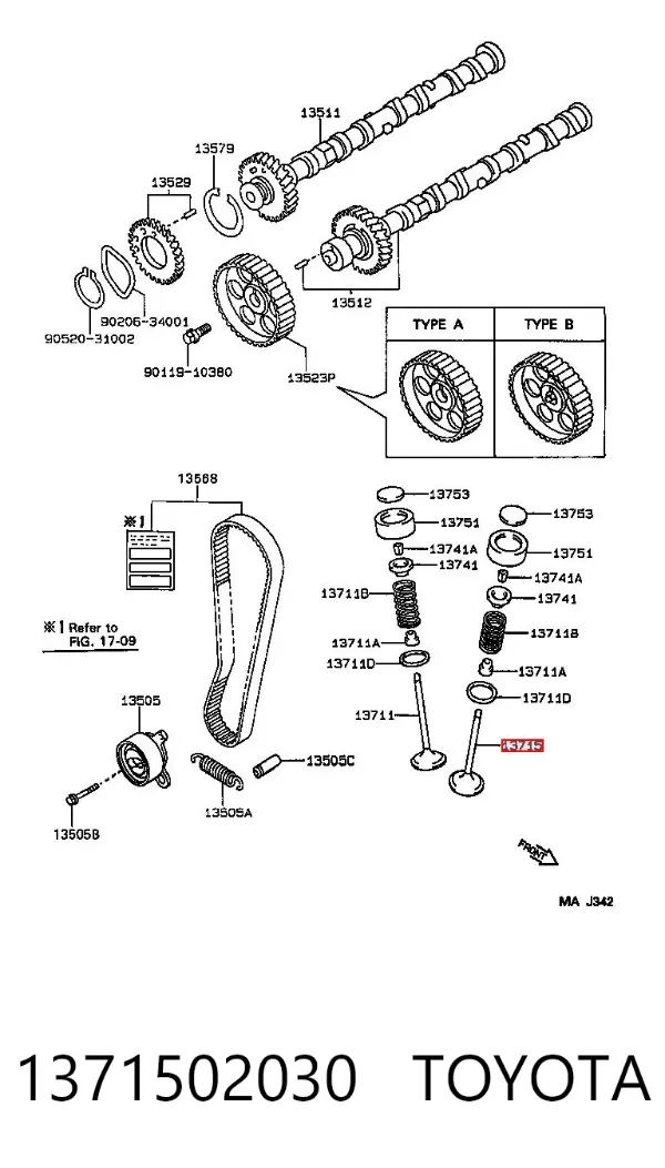 Válvula de escape 1371502030 Toyota