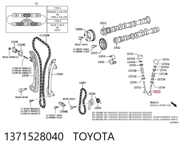 Válvula de escape 1371528040 Toyota