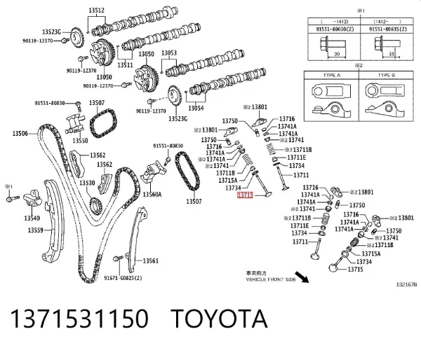 Válvula de escape 1371531150 Toyota