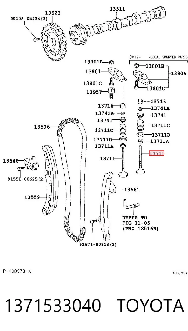 Válvula de escape 1371533040 Toyota