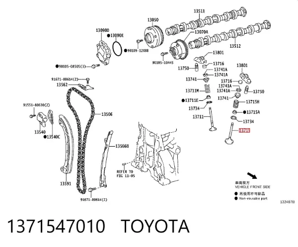 Válvula de escape 1371547010 Toyota