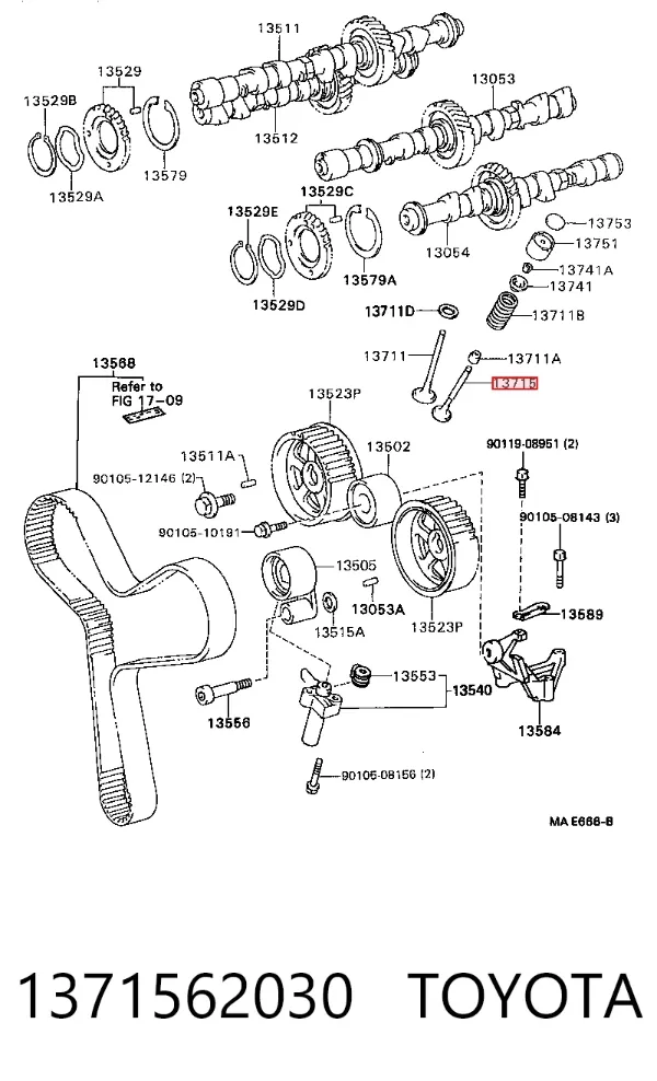 Válvula de escape 1371562030 Toyota