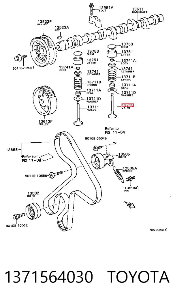 Válvula de escape 1371564030 Toyota