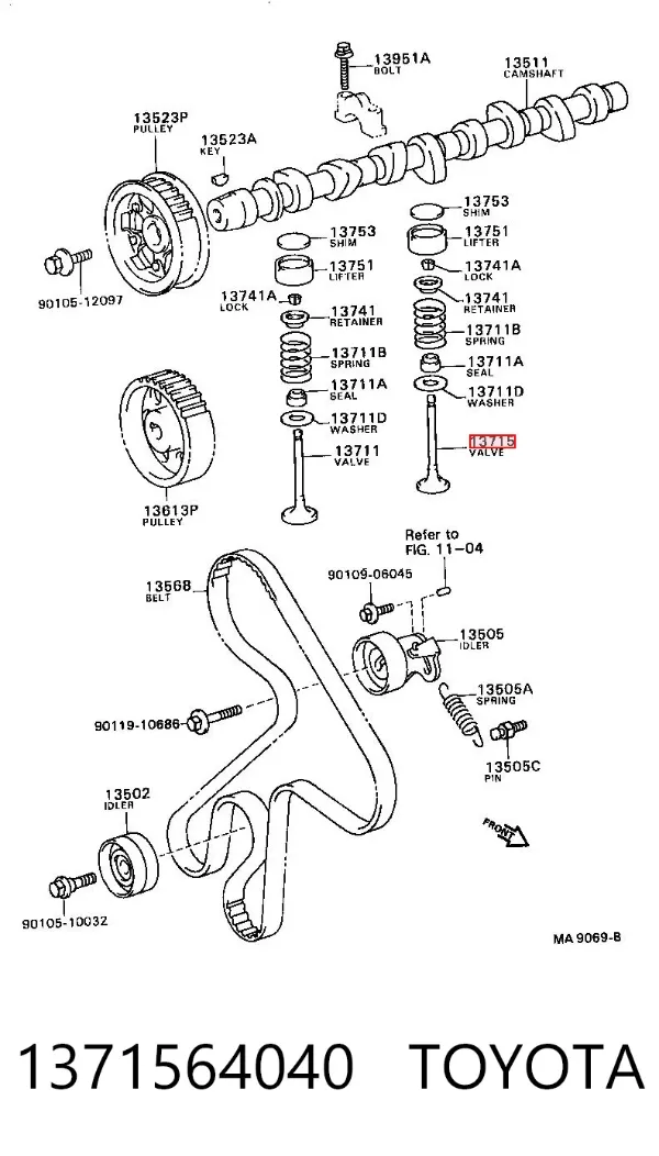 Válvula de escape 1371564040 Toyota