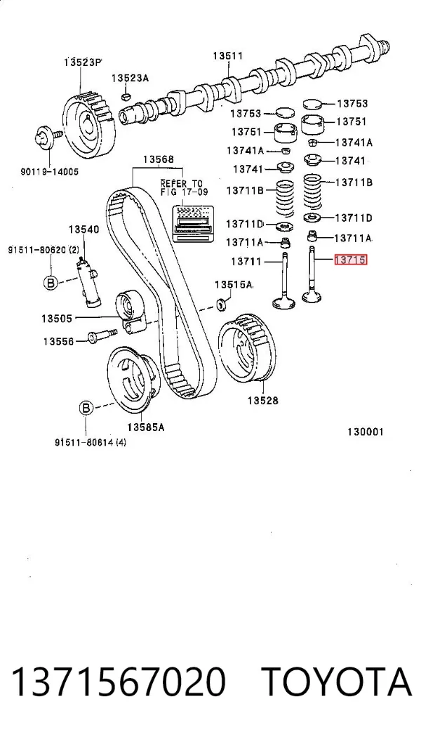 Válvula de escape 1371567020 Toyota