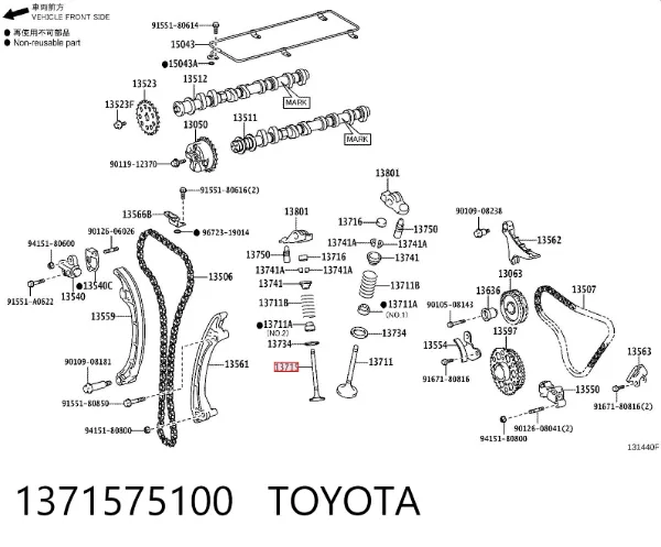 Válvula de escape 1371575100 Toyota
