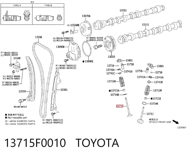 Válvula de escape 13715F0010 Toyota