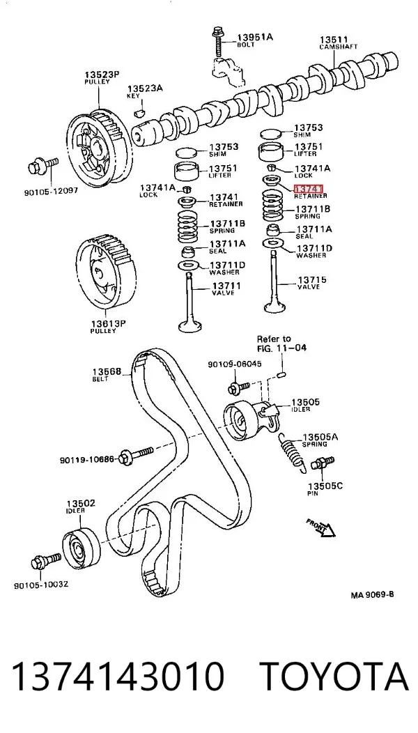 Peça inserida de válvula 1374143010 Toyota