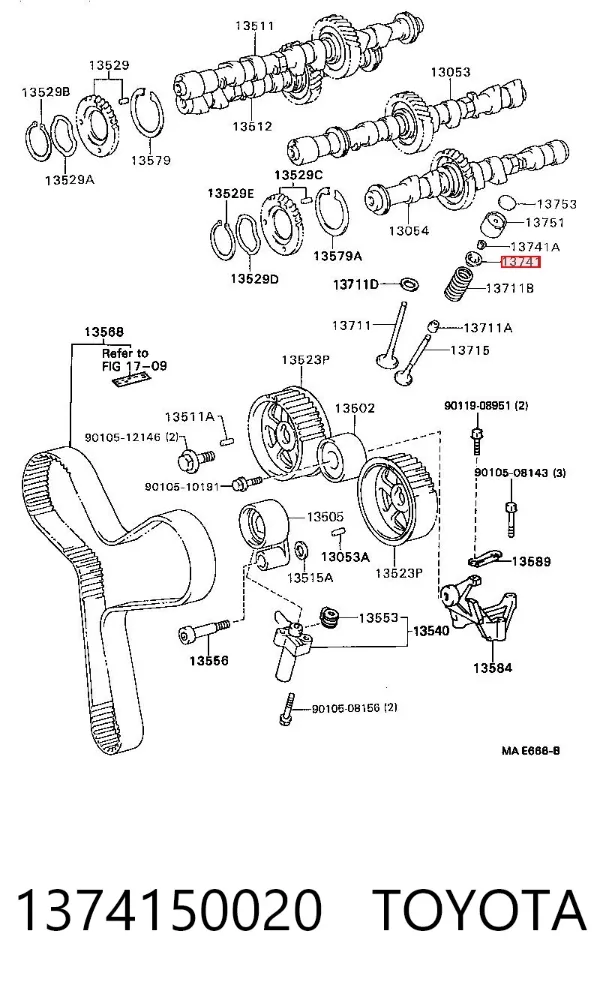 Peça inserida de válvula 1374150020 Toyota