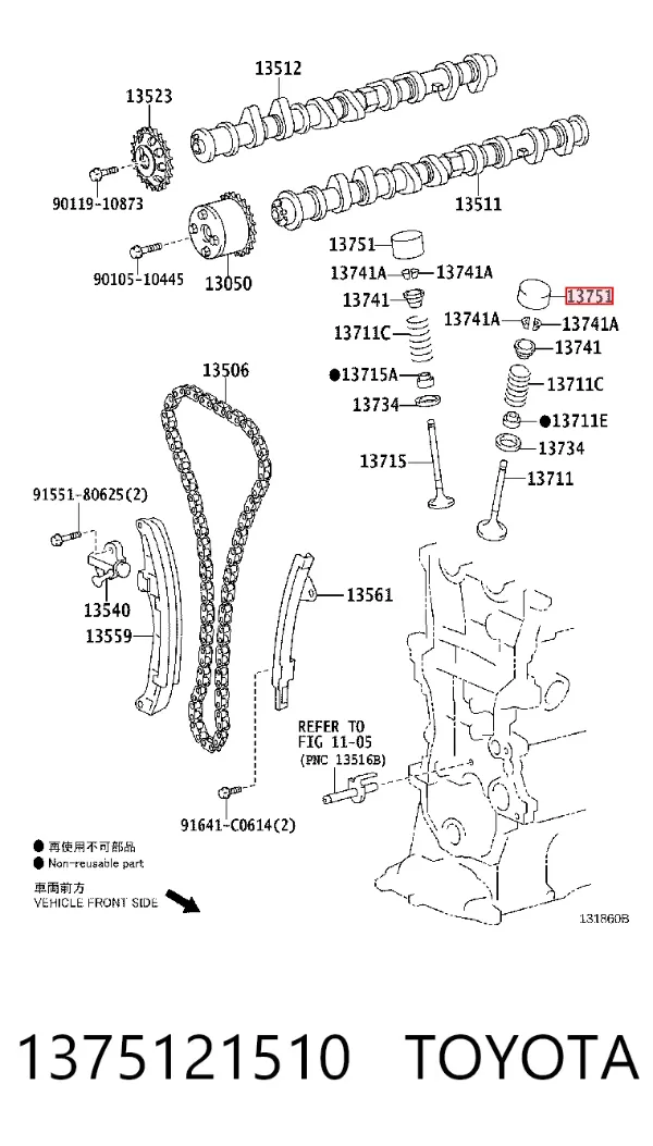Compensador hidrâulico (empurrador hidrâulico), empurrador de válvulas 1375121510 Toyota