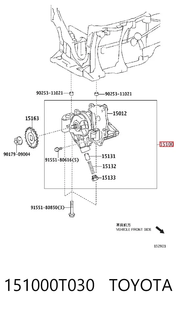Bomba de óleo 151000T030 Toyota