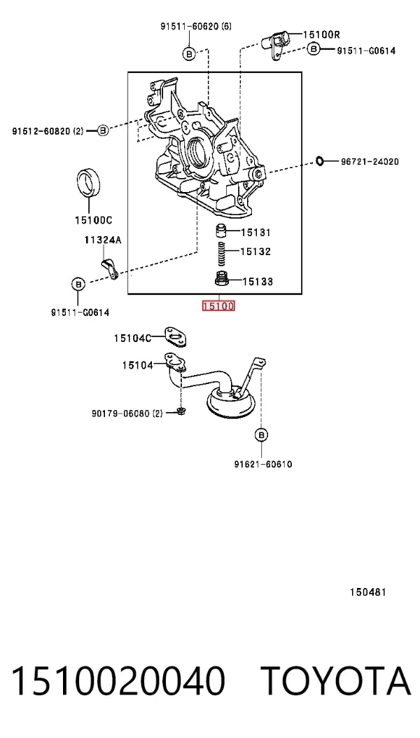 Bomba de óleo 1510020040 Toyota
