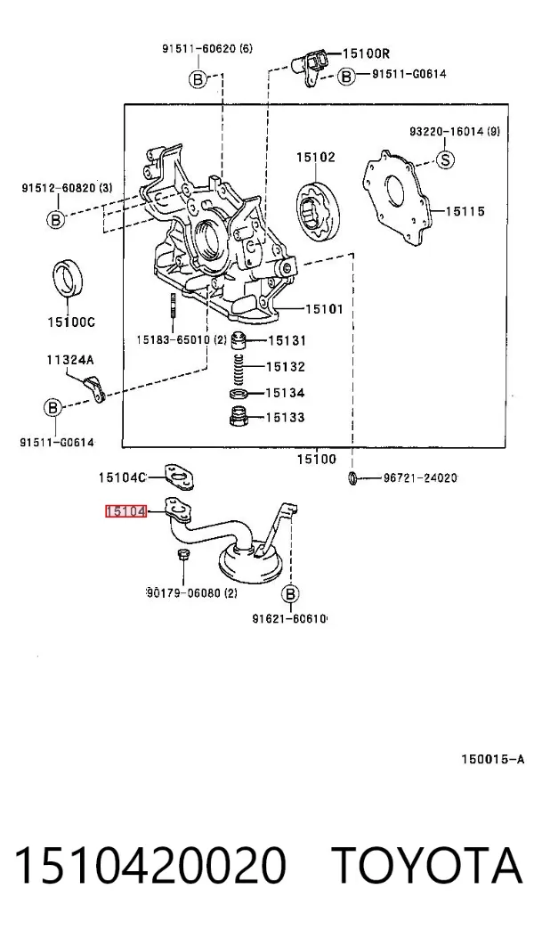 Receptor de óleo (coletor de óleo) 1510420020 Toyota